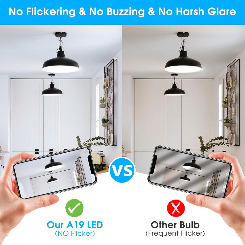 A19 LED Light Bulbs, 60 Watt Equivalent LED Bulb, Daylight White 5000K, 850 Lumen, E26 Base, Non-Dimmable, 9W Bright