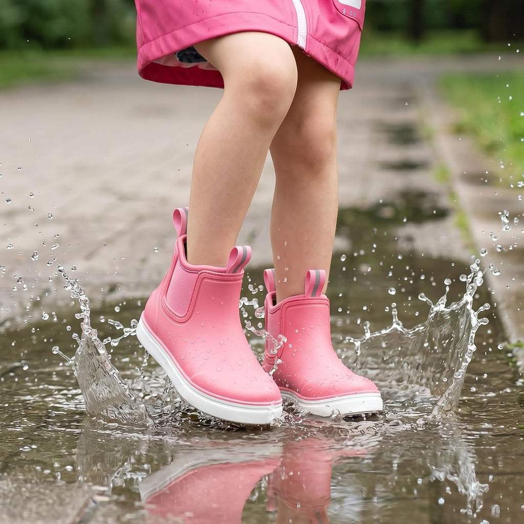 Kids Deck Boots Waterproof Ankle Rain Boots for Girls and Boys