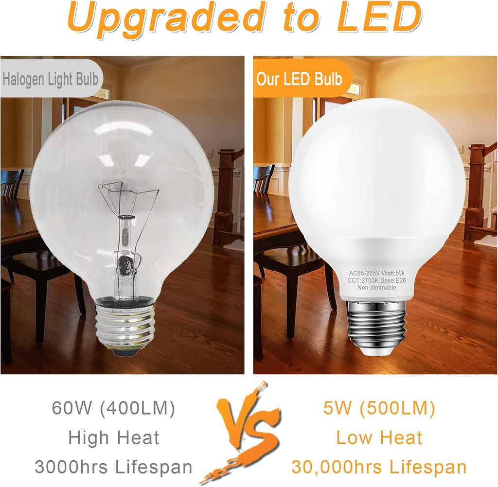 Vanity Light Bulbs, 60W Equivalent, Warm White 2700K