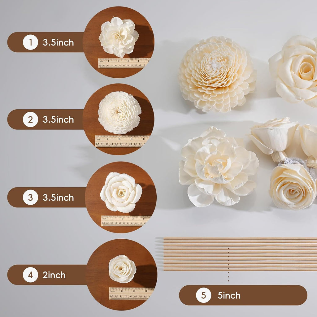 Flower Reed Diffuser Sola Wood Flowers Natural Material Aromatherapy Reed Decorative Aromatherapy Flower Refill - Set of 7