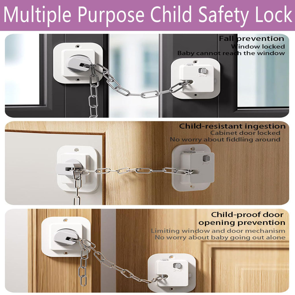 Child Proof Door Lock, 4 Packs White