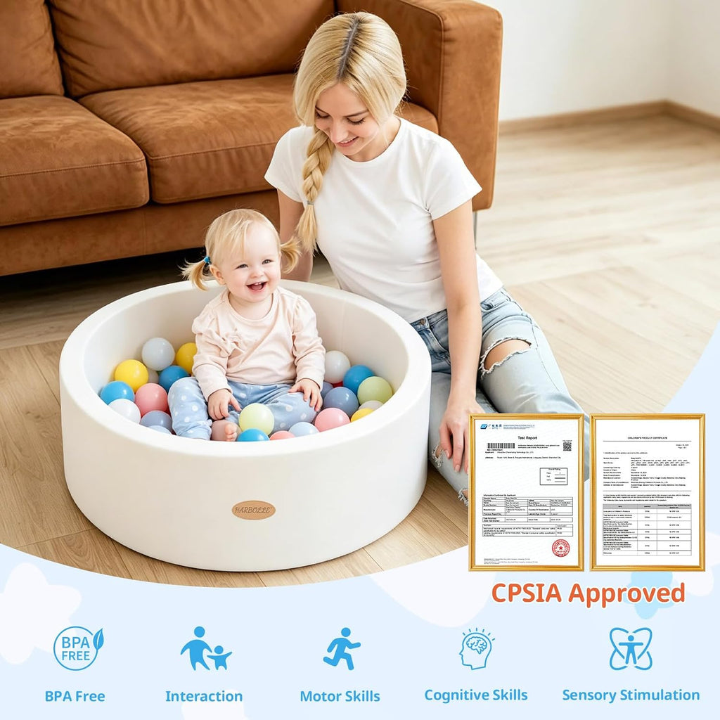 Baby Foam Ball Pit 27.6" for Toddlers, White