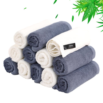 Washcloths 12 Pack,Soft Face Towels for Baby Skin,White+Slate Blue