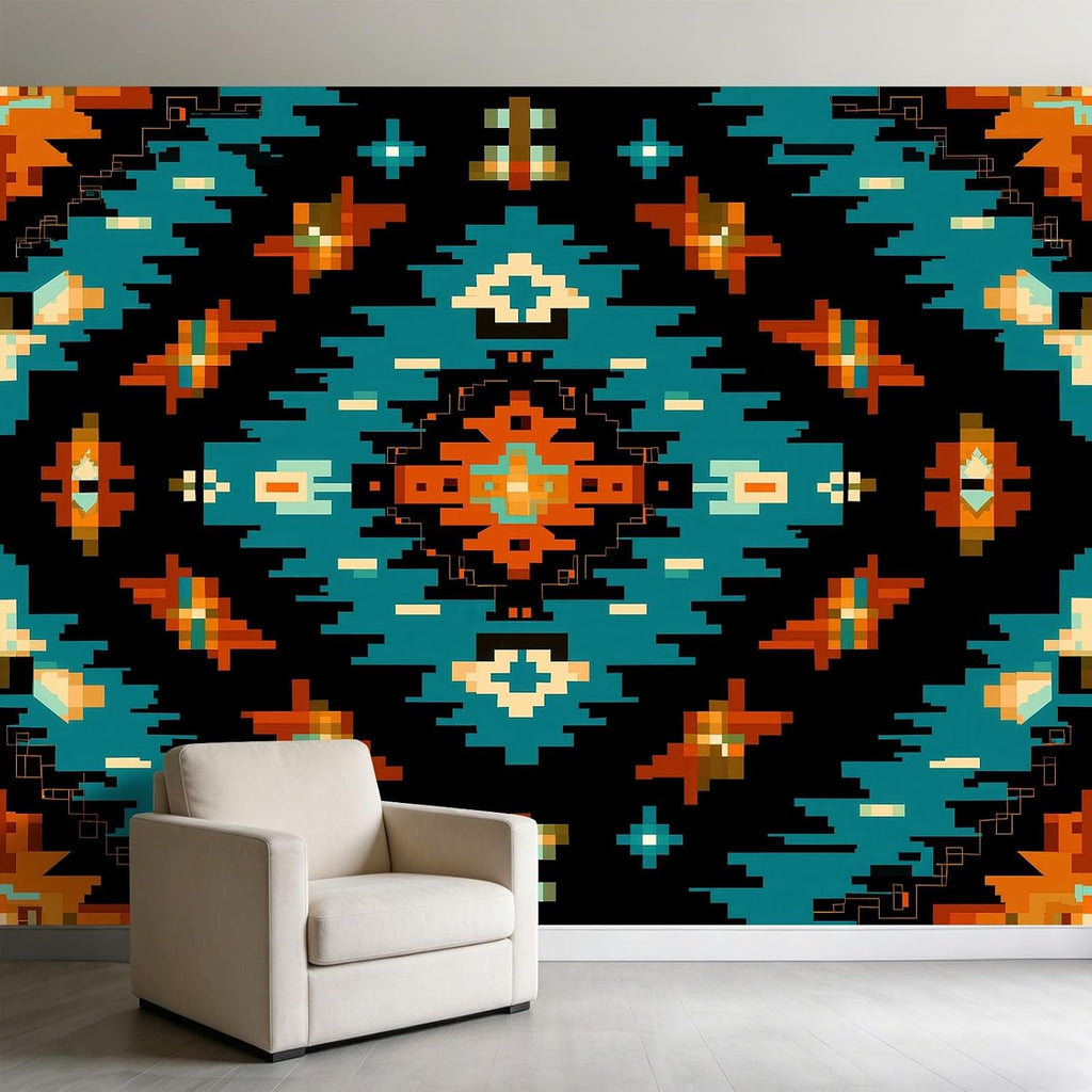 99" W x 69" H Non-Woven Mural Traditional American Indigenous Art Wallpaper Removable Not Self-Adhesive Large