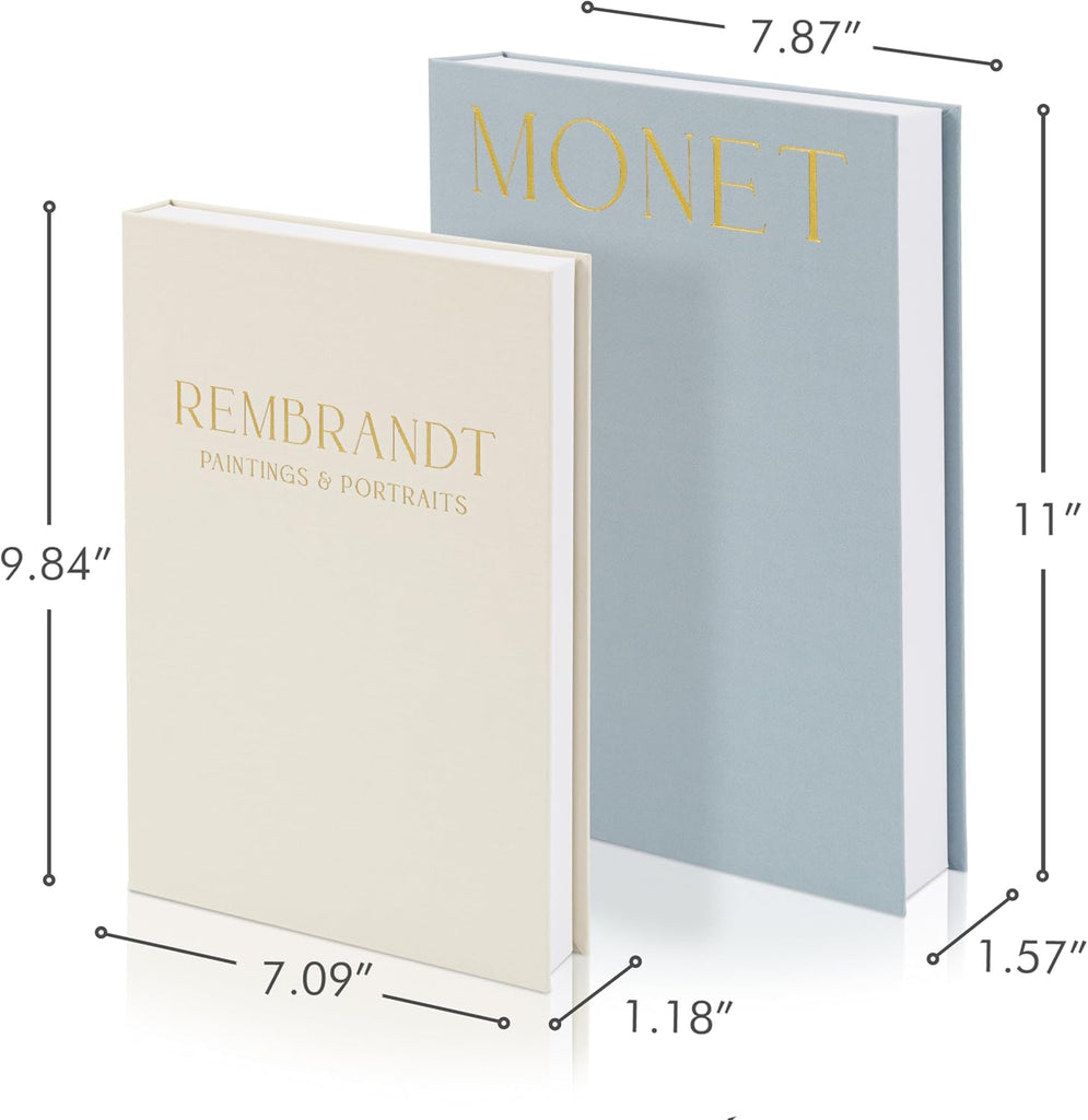 Beautiful Decorative Books - Set of 2 Linen Boxes Enhance Your Coffee Table, Bookshelf or Mantel Decor - Stylish