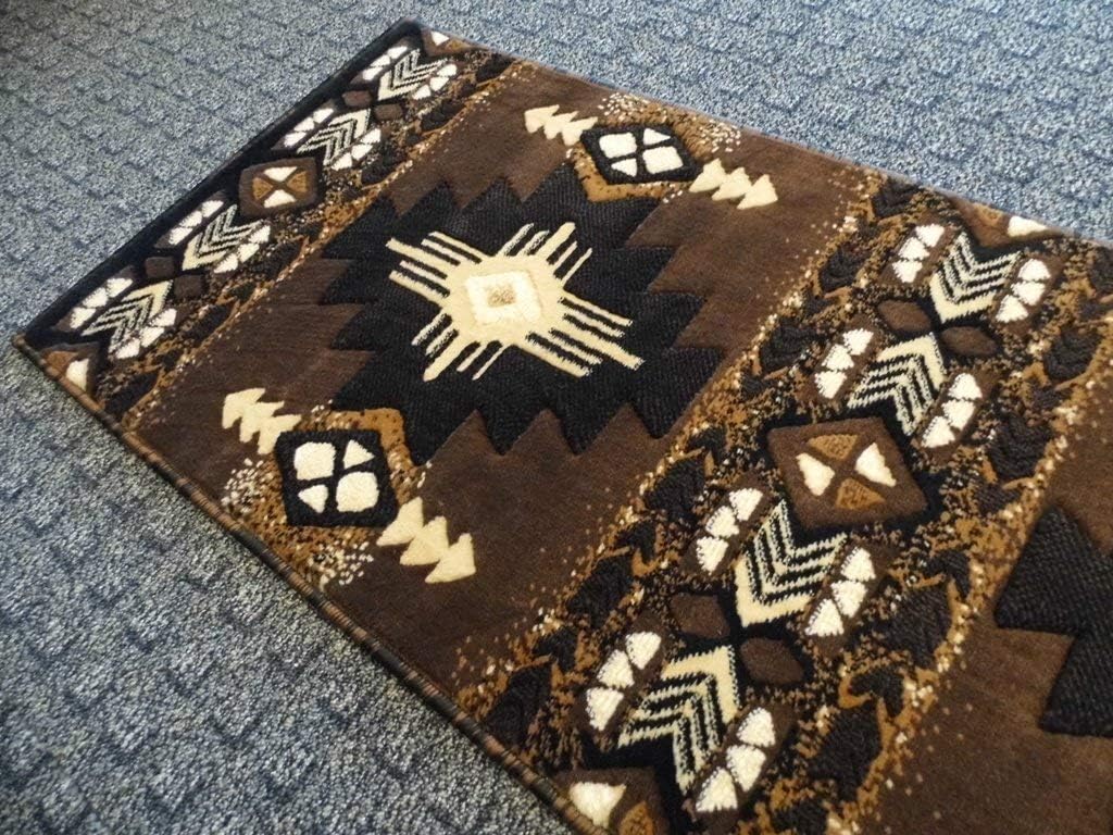 Southwest Native American Navajo Aztec Tribal Indian Chocolate Carpet Area Rug (32 Inch X 15 Feet 6 Inch Runner)