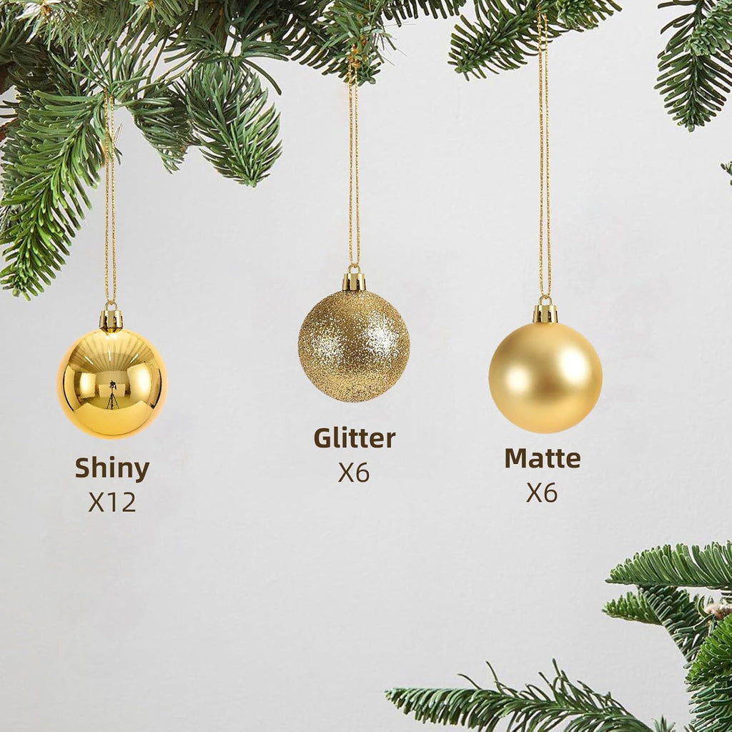 Red Christmas Ball - 1.18 Inch Shatterproof Christmas Tree Decoration Ornaments Hanging Ball, Holiday, Wedding - Set of 24
