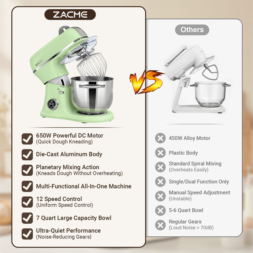 7 Quart Stand Mixer Aluminum Die Casting, 650W 12 Speed Tilt-Head Kitchen Electric Stand Mixer, Household Food Mixer