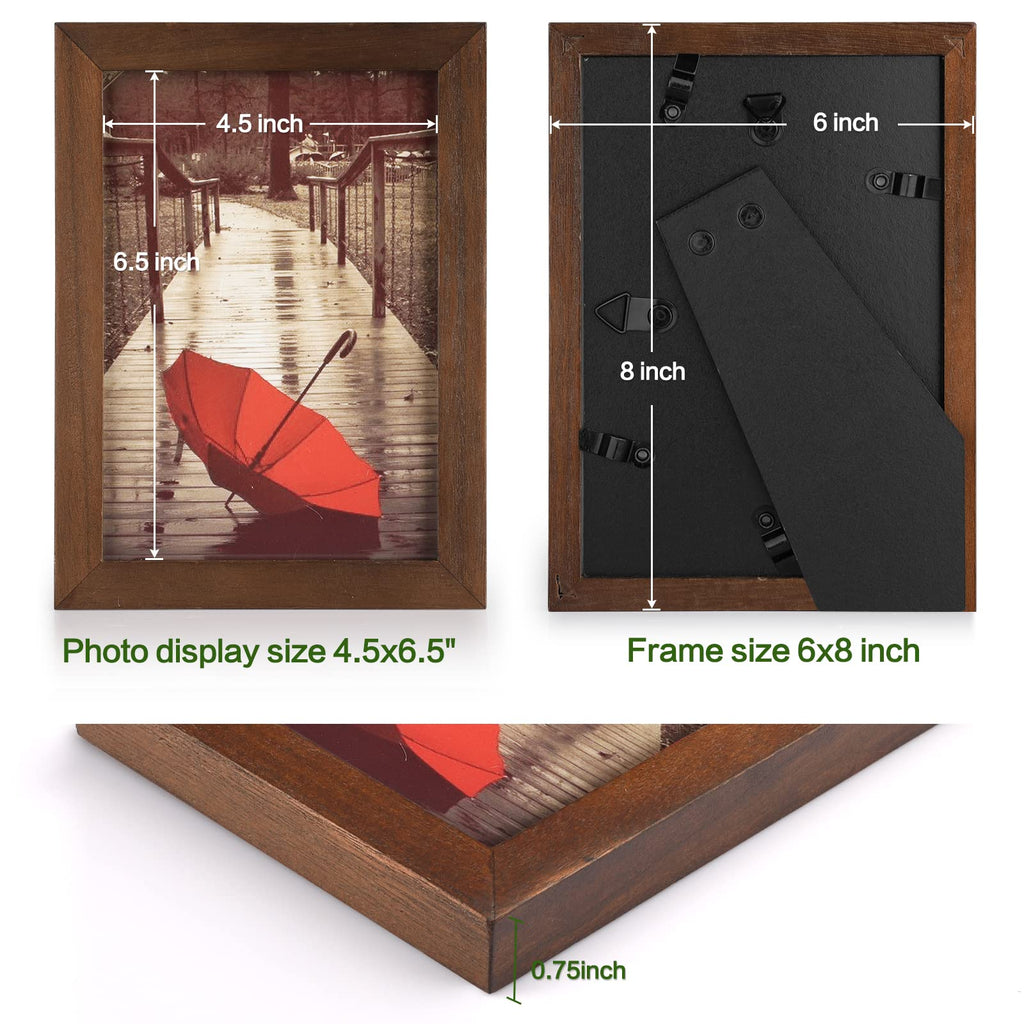 5x7 Picture Frame, Pack of 2 Rustic Picture Frames 5x7 with Real Glass, Solid Wood 5x7 Photo Frame for Table Top