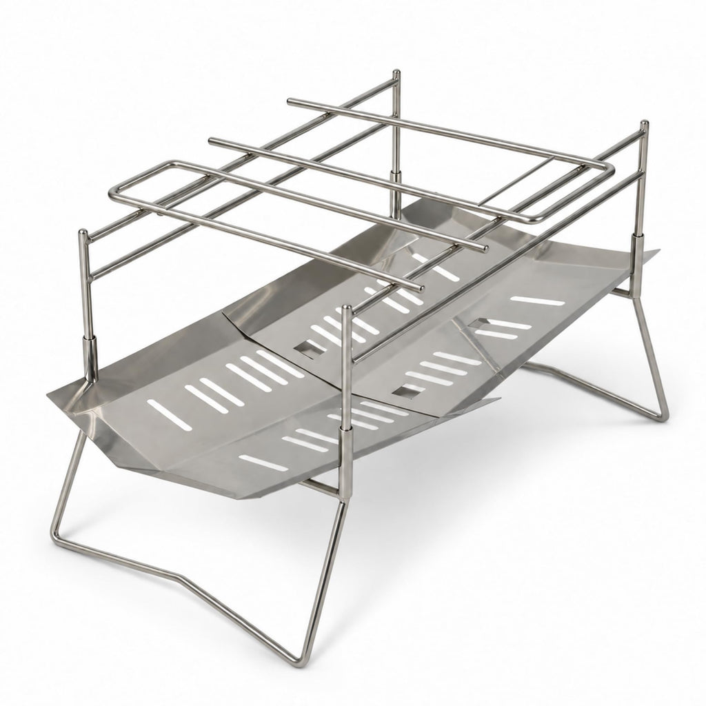 Camp HAKOSUKA Folding Camping Fire Pit, Portable Stainless Grill