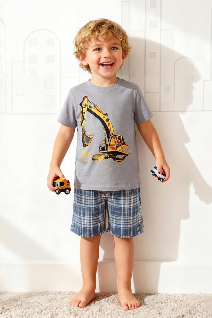 Toddler Boys Summer Clothes Outfits Kids Cotton Short Sleeve Shirt Shorts 4 Pieces Set Toddler Boys short sets