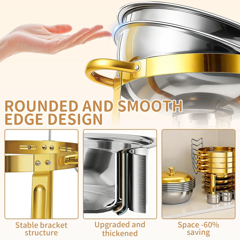 2 Pack 6QT Chafing Dish for Buffet with Golden Lids