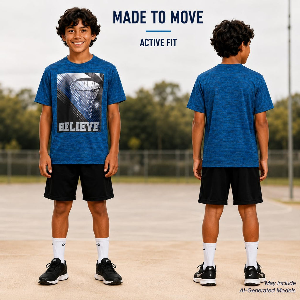 Boys 4 Pack T-Shirt- Athletic Basketball Graphic Short Sleeve
