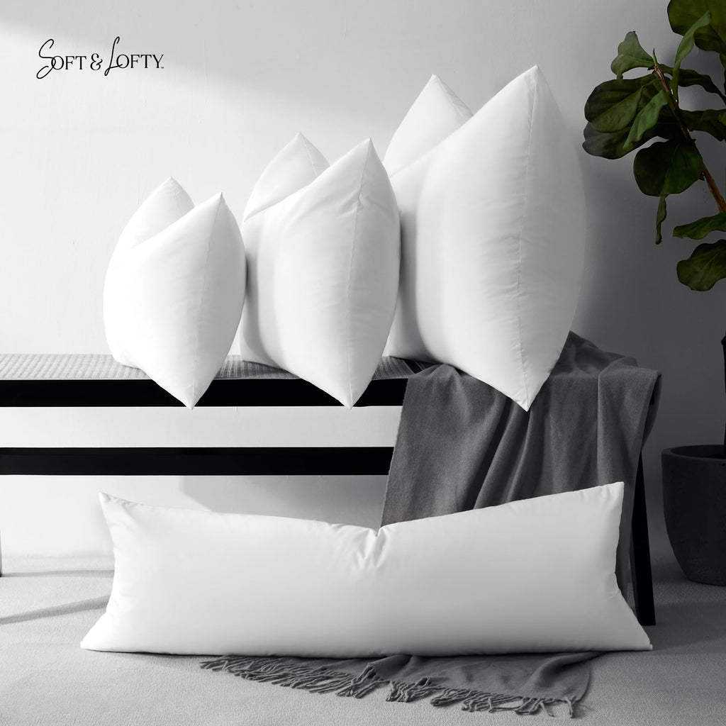 26x26 Feather Down Euro Pillow Inserts 100% Soft Cotton Cover, Set of 2