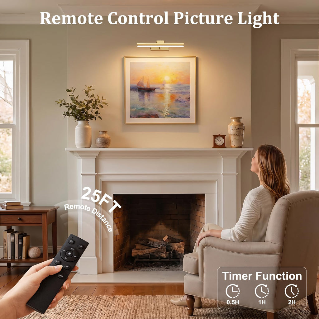 13.8" Cordless Picture Light for wall, Gold, 2 Pack