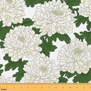 Japanese Chrysanthemum Fabric by The Yard, 1 Yard
