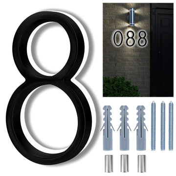 Backlit LED Home Address Numbers, 8 Inch House Numbers, Stainless Steel Hand-Polished Waterproof Address Signs