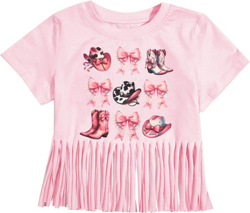 Girls Western Shirt Cowgirls Embroidered Country Concert T Shirt Graphic Horseback Rider Tassel Fringe Tee Tops
