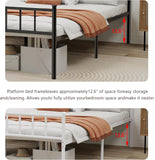 Metal Platform Queen Bed Frame with Headboard Sturdy Steel Slats Support No Box Spring Needed Easy Assembly Black