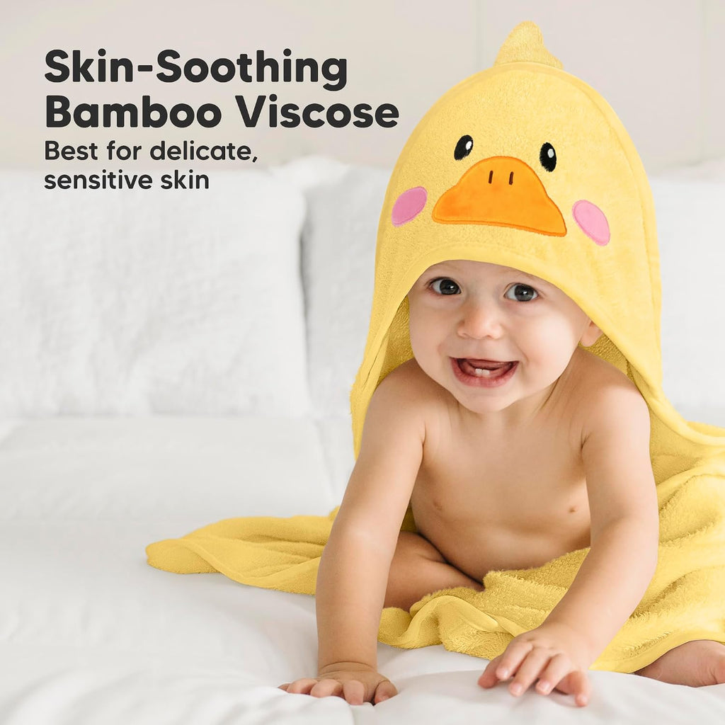 Hooded Baby Towel for Newborn, Baby Bath Towels (Duck, 35x35)