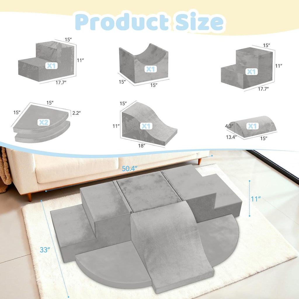 Piece Toddler Climbing Toys Indoor,Baby Climbing Blocks(Gray)