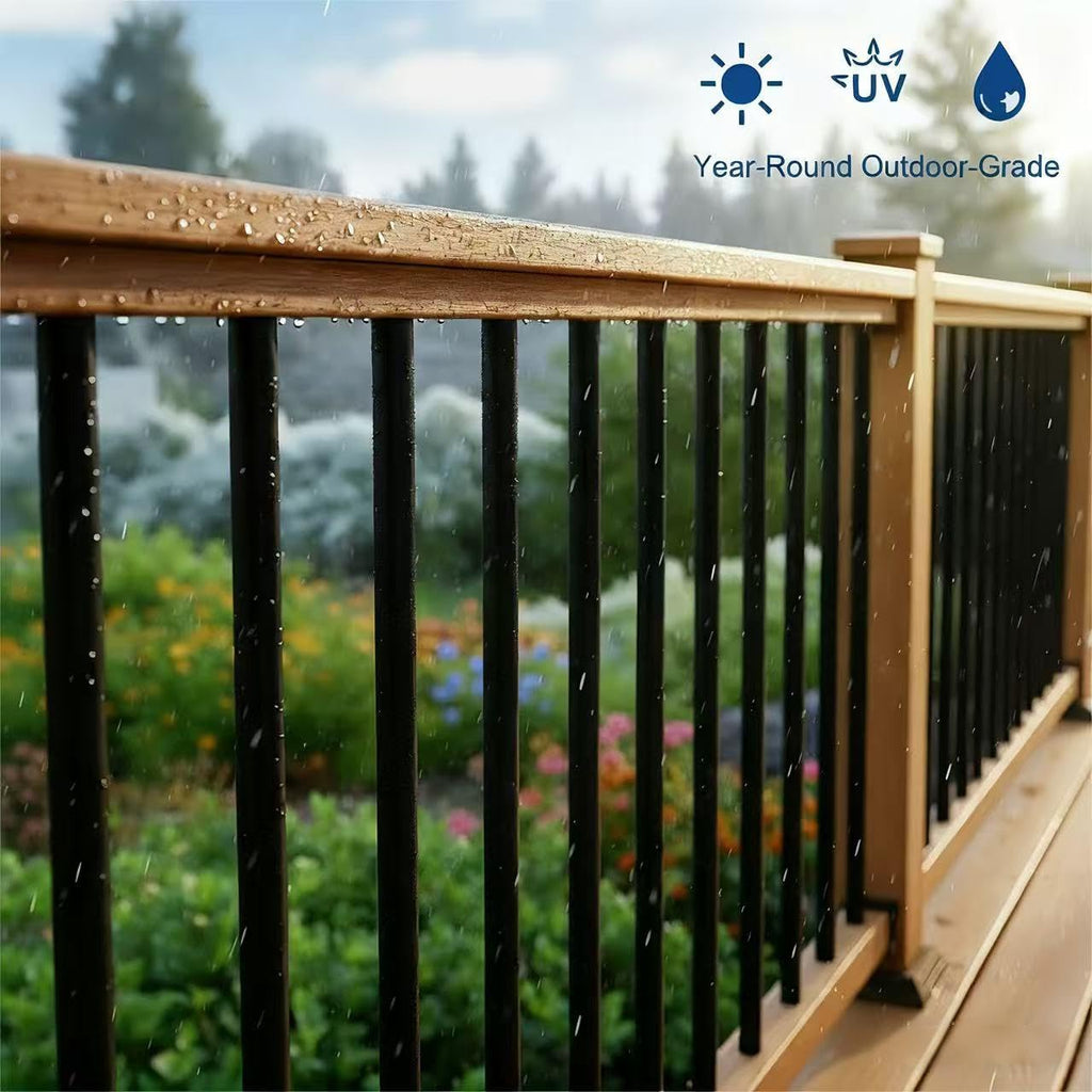 56 Pack 32 inch Aluminum Balusters for Deck Railing, Black Round Metal Spindles for Staircase, 3/4" Diameter Hollow
