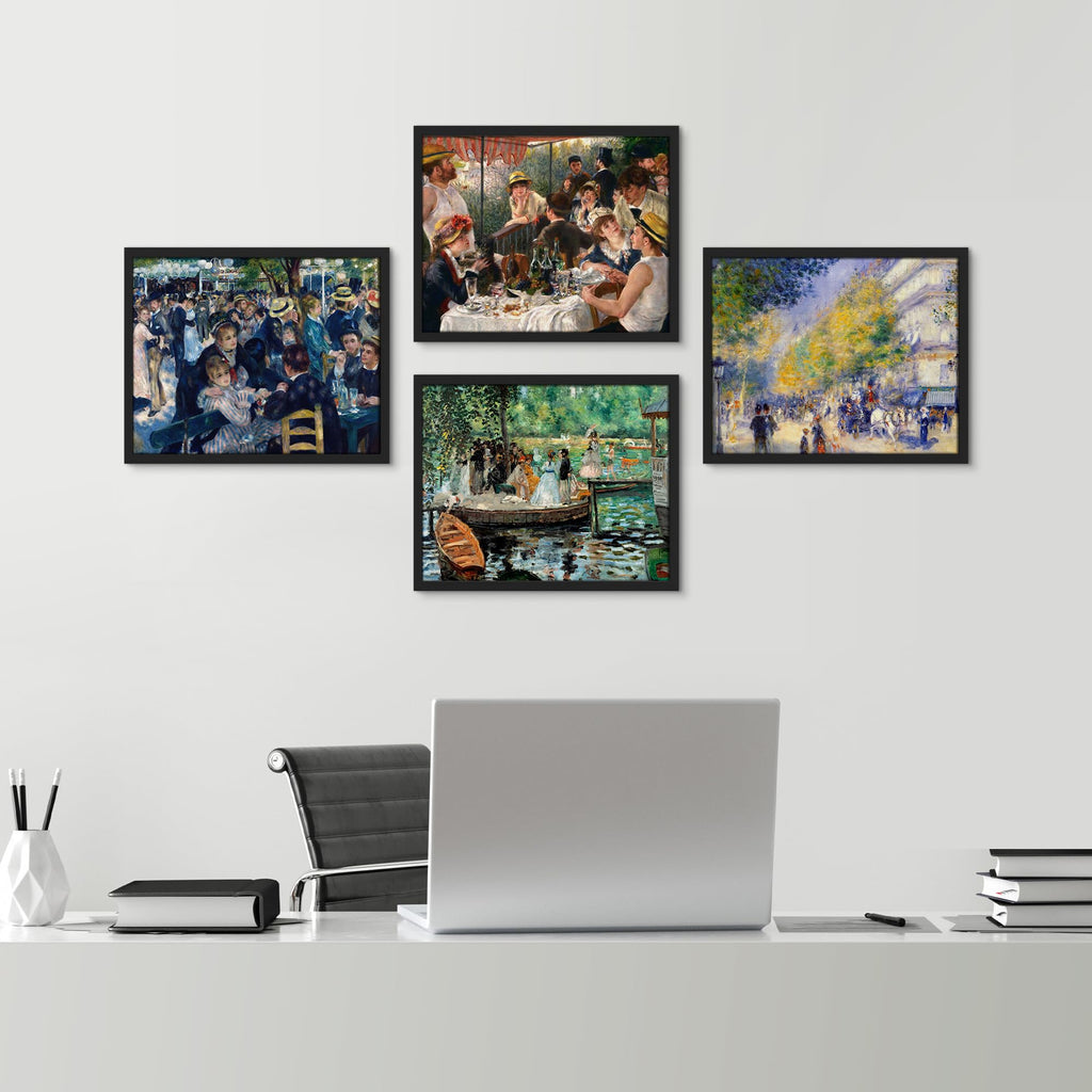 Framed Poster Renoir Social Gatherings Collection Impressionist Illustrations Fine Art Decorative Vintage - 11"x14"x4