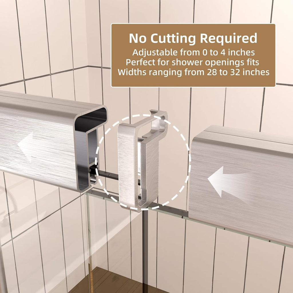 32-36" W x 72" Pivot Glass Shower Door, Semi-Frameless Pivot Swing Glass Shower Door