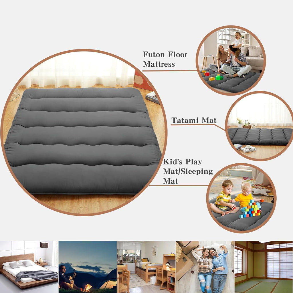 Japanese Floor Mattress, 4'' Thick Foldable Futon Mattress
