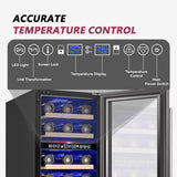 15 Inch Dual Zone Wine Fridge, 30 Bottles Under Counter Wine Cooler Refrigerator