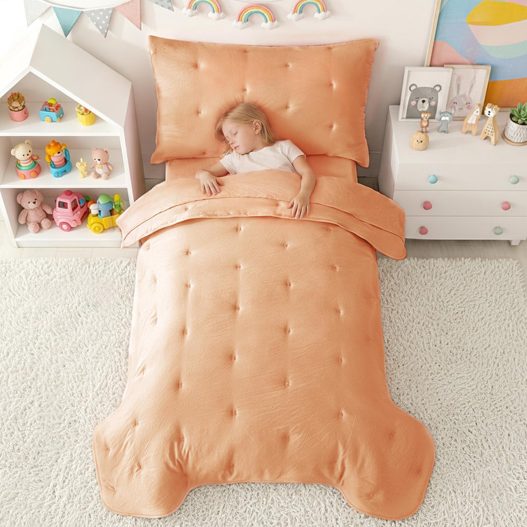 Toddler Bedding Set for Girls Boys 4-Piece Kids Bedding Set Orange