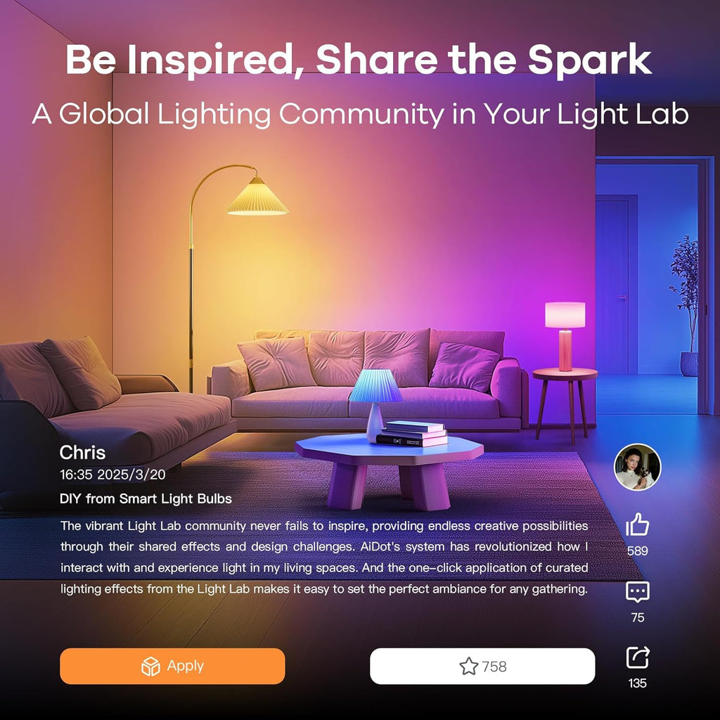 Matter Smart Light Bulb, Smart Light Bulbs Work with Apple Home, Alexa, Google Home, SmartThings, A19 Color Changing
