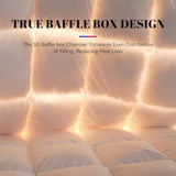 Feather Down Comforter King Duvet Insert, Light Weight True Baffle-Box Noiseless Bedding Comforters