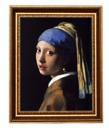 Girl with a Pearl Earring By Johannes Vermeer Giclee Framed Art Canvas Print -Framed Size 29''x35''