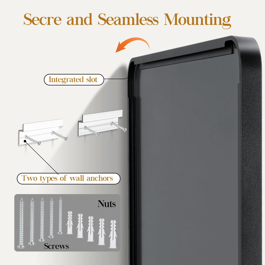 32×36 Black Bathroom Mirror, Rectangular Bathroom Vanity Mirror for Wall with Rounded Corners & Aluminum Alloy Frame