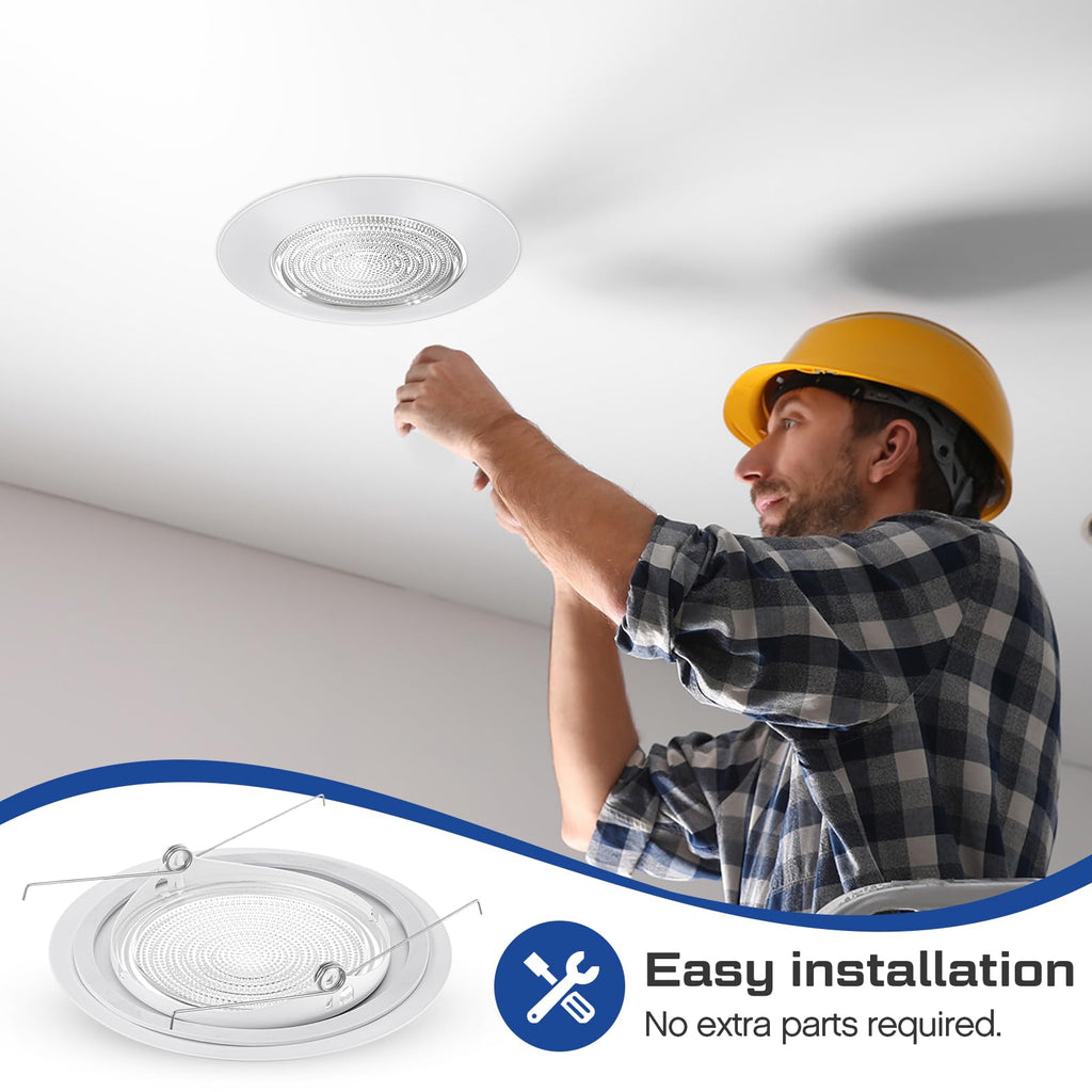 2 Pcs 6'' Shower Trim for Recessed Light Cover,White