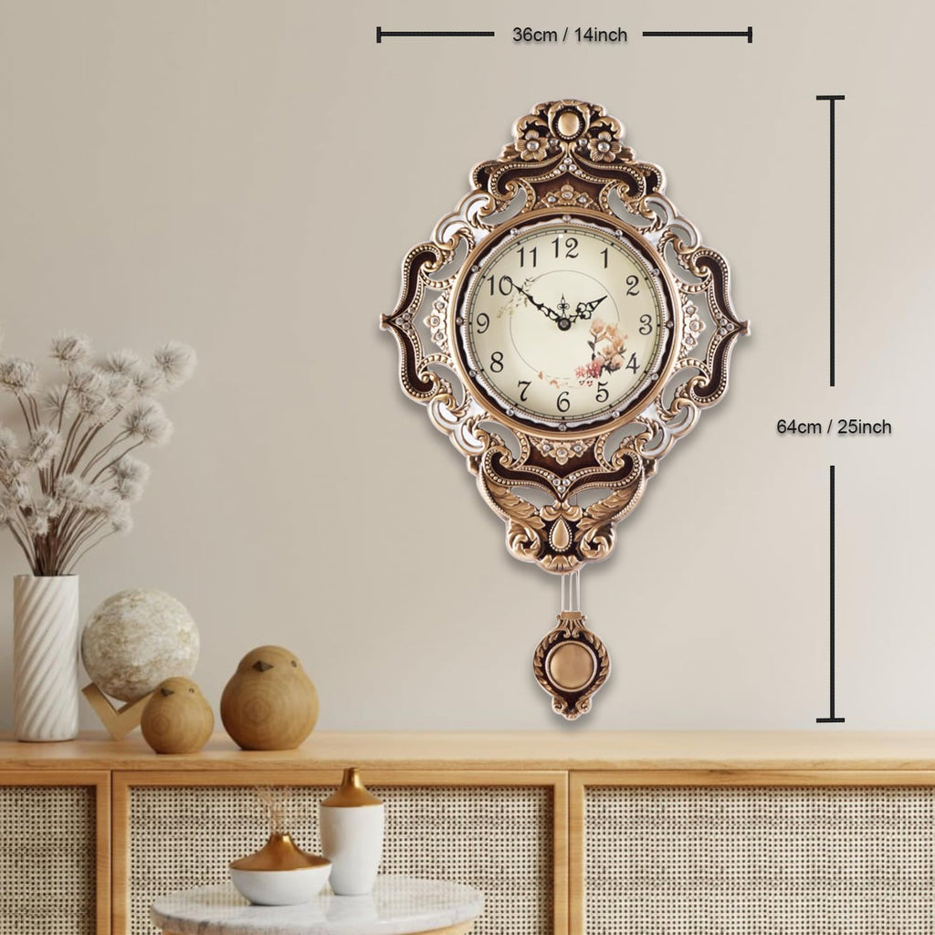 Aero Snail Retro Wall Clock with Pendulum, European Victoria Mid Century Style