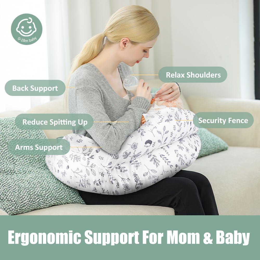 Nursing Pillow Adjustable, Pillow for Breast Feeding Bottle Feeding, Large Size More Support for Mom, Breastfeeding