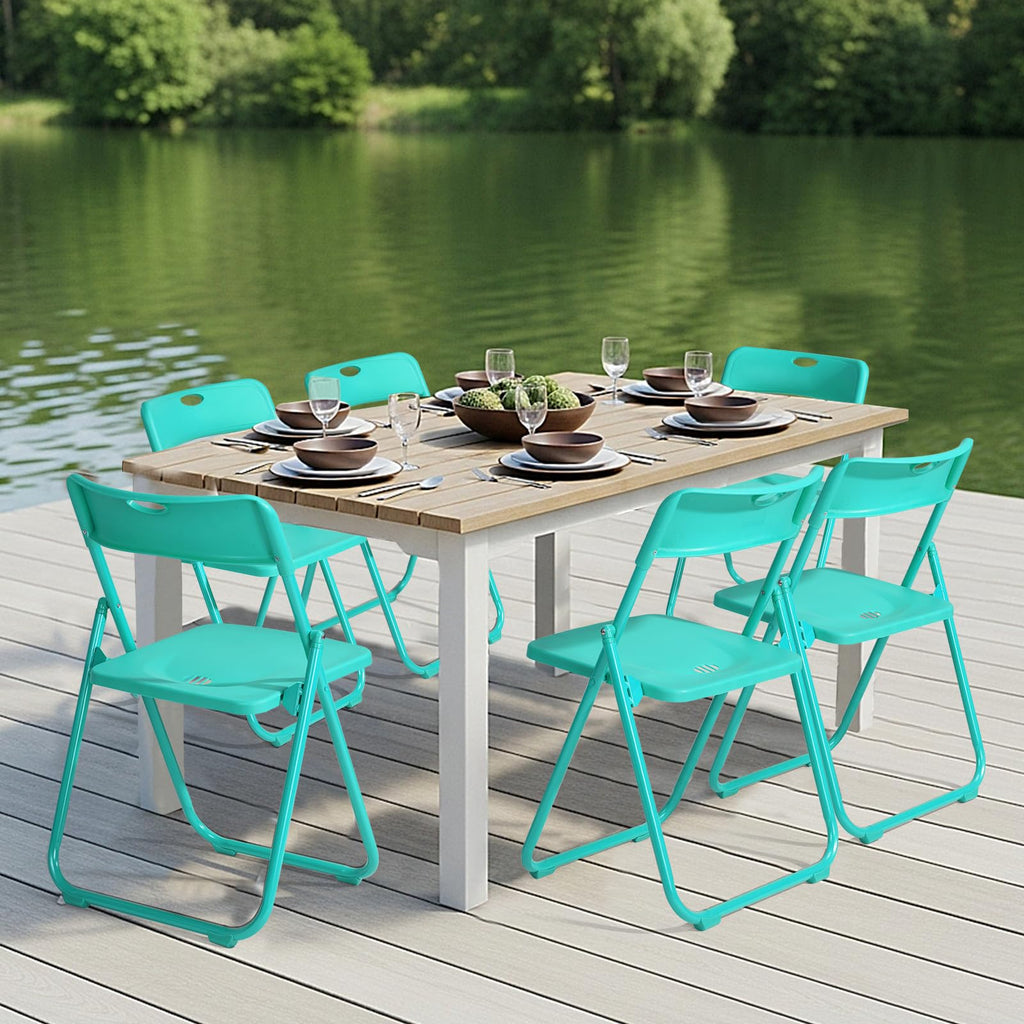 10 PCS Plastic Folding Chair, Lightweight Chair, Mint Green