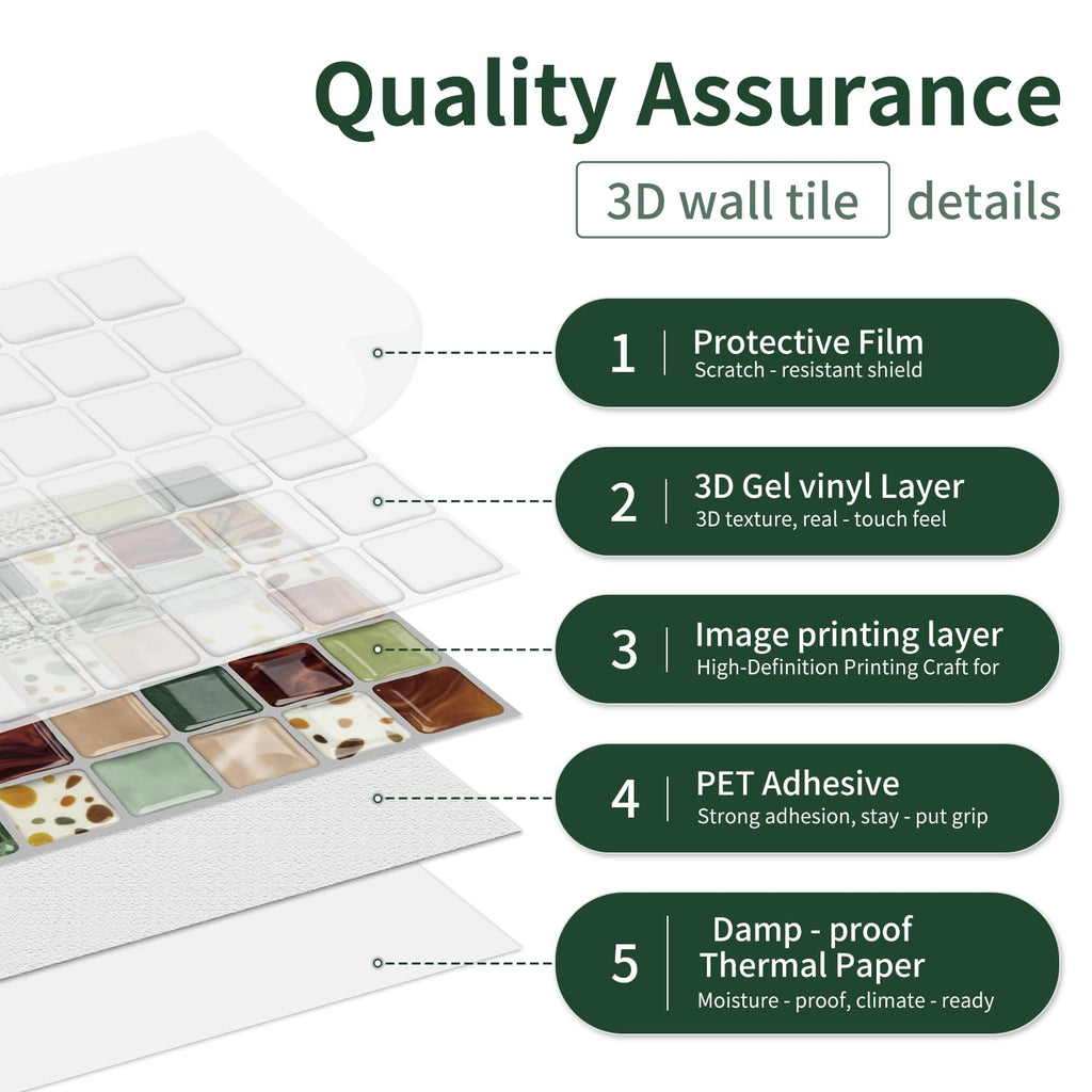 20-Pack 6x6 Peel and Stick Backsplash 3D Mosaic Tiles
