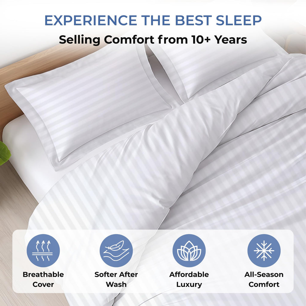 3 Pc Twin Size Duvet Cover Set- 100% Egyptian Cotton 600 TC Ultra Soft Premium Durable Comforter Cover Zipper Closure