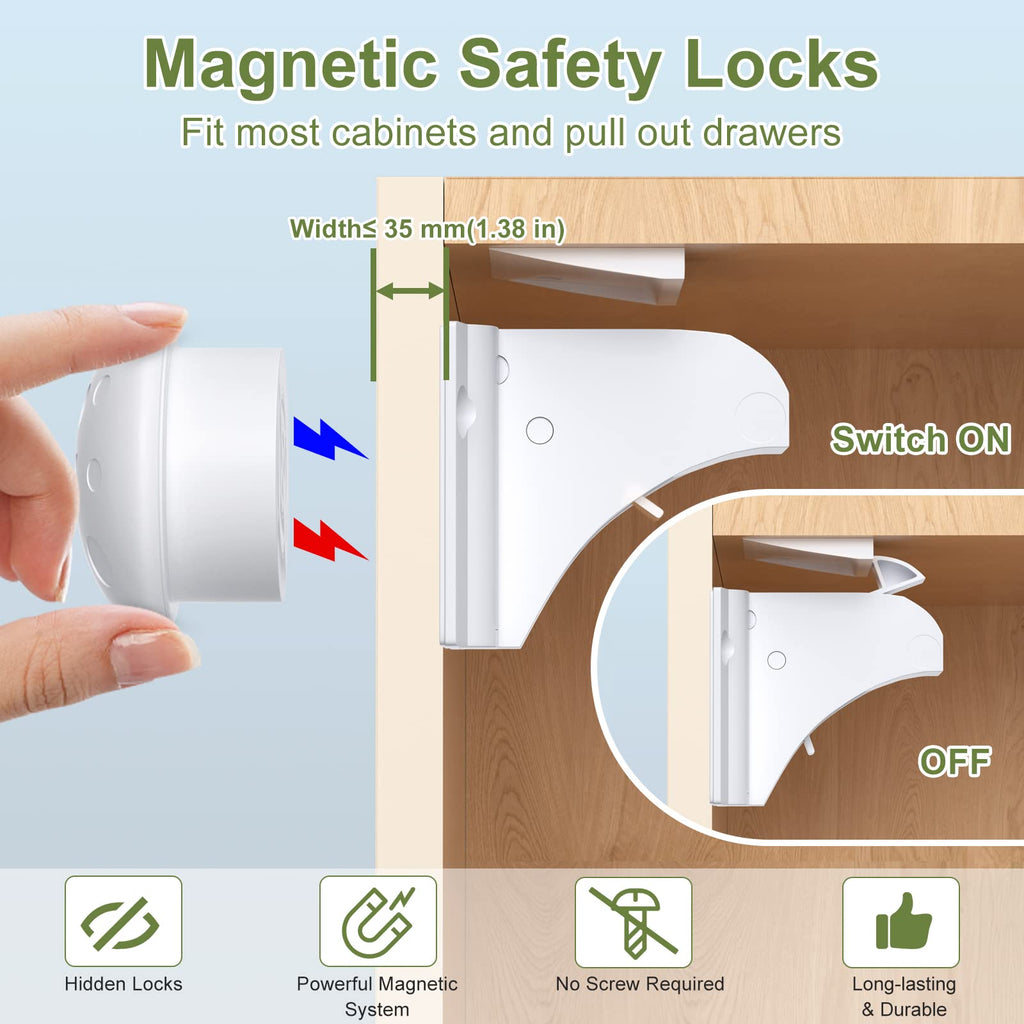Child Safety Magnetic Cabinet Locks 4 Pack Baby Cabinet Locks