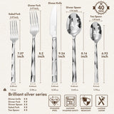 Silverware Set, Luxury 40-Piece Flatware Set for 8, 18/10 Stainless Steel Cutlery Set with Diamond Cut Pattern