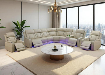 Power Recliner Sectional Sofa Set, Living Room Furniture Sets, Leather Reclining Corner Couches and Chair, 2 Recliner