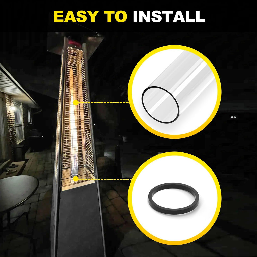 Patio Heater Glass Tube Replacement 49.5′′ Tall 4′′ Diameter with Rubber Ring