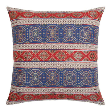 Large Kilim Throw Pillow Covers Red and Blue - 22 x 22 Inches Decorative Pillows, Boho Room Decor for Couch, Bohemian