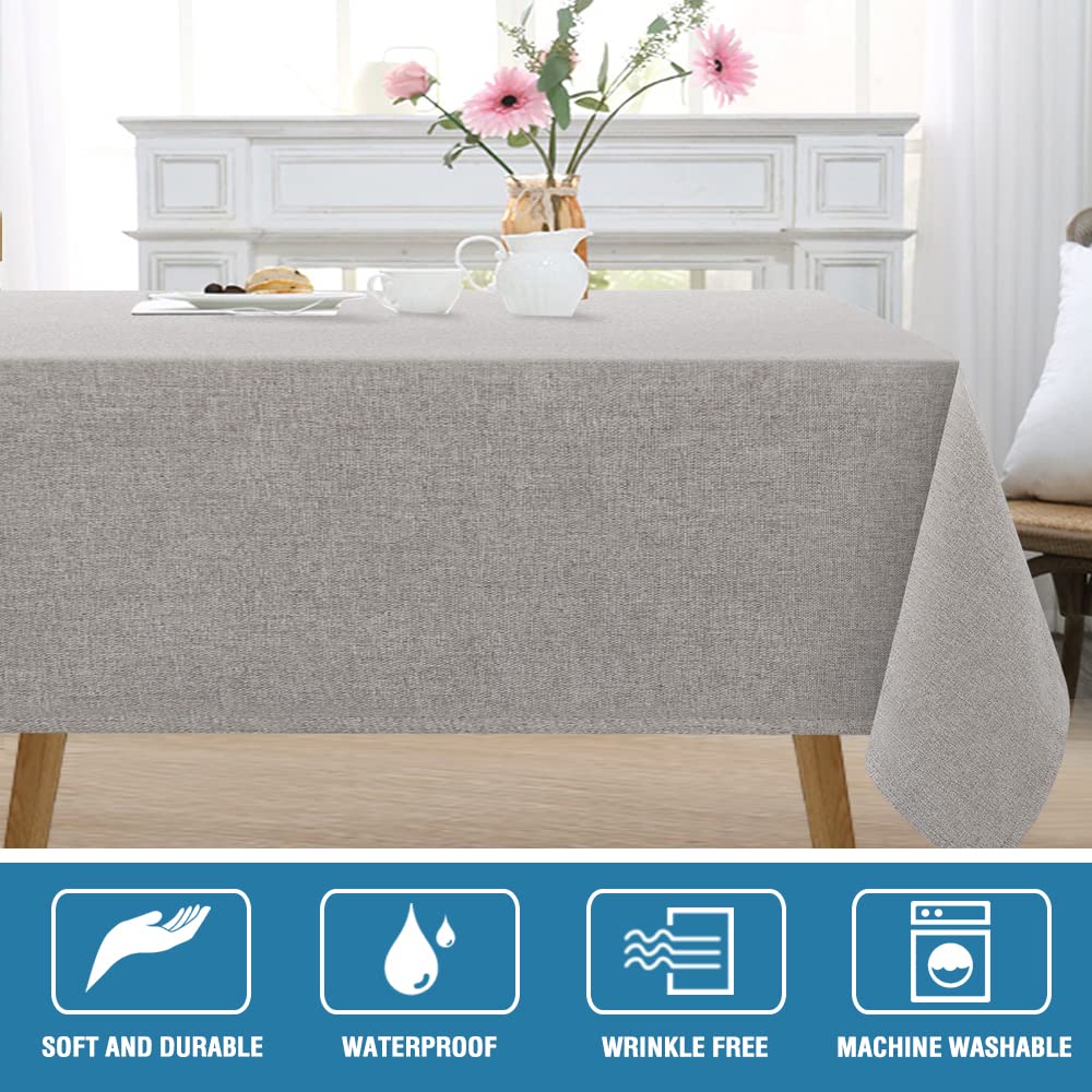 Linen Textured Tablecloth 54 x 54 Waterproof Decorative Table Cloth Spill-Proof Linen Look Cover for Party Table