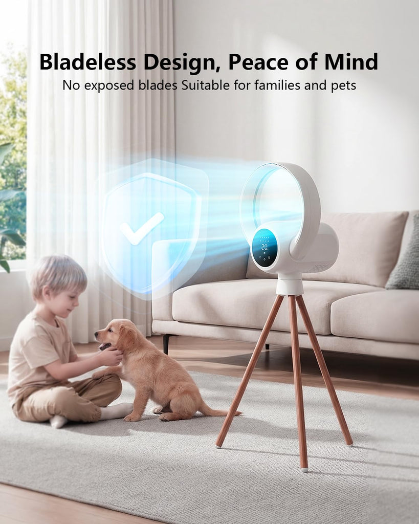 Bladeless Tower Fan , 25ft/s High-Speed Cooling Fan with 20 Speeds & 3 Modes, 270° Tilt & 90° Oscillating Quiet