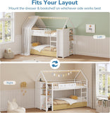 Twin Bunk Bed for Kids with 6 Storage Drawers, Montessori Bookshelf