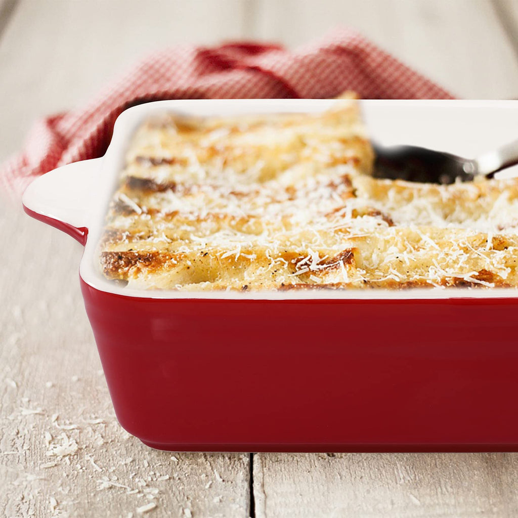2 Pack Porcelain Baking Dish, Square 8.7 Inch Brownie Dish Lasagna Pan Roasted Meat Bakeware Set, 75 OZ Casserole